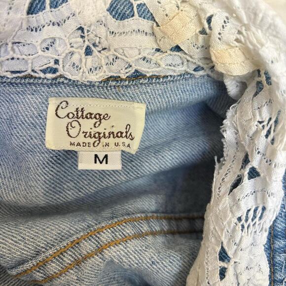 ADORABLE VINTAGE 90's Made in USA Cotton denim lace trim vest medium. - Picture 6 of 7